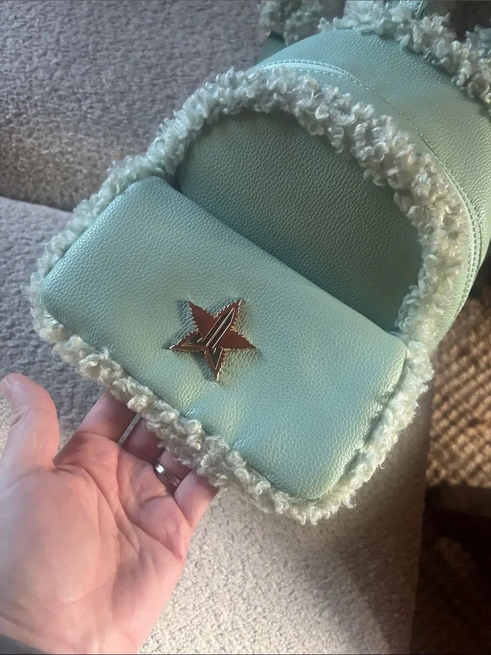 Mint Sherpa Trim Mini Backpack - Unbranded